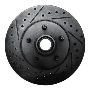 Ford Explorer Brake Rotor (1) - Front Left - R1 Concepts - Drilled & Slotted - Black - `95-`11